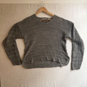 Natural Threads V-Neck Boxy Chunky Knit Sweater Grey Cotton Gorpcore Goblincore